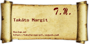 Takáts Margit névjegykártya