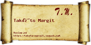 Takáts Margit névjegykártya